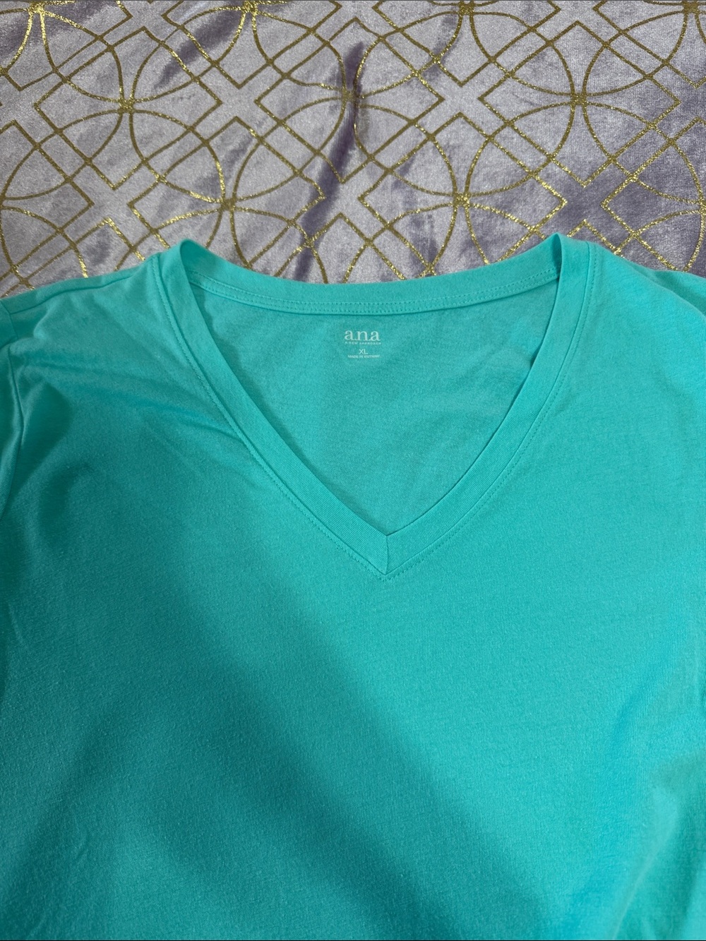 Women's V-Neck Short Sleeve Top - Teal - Picture 5 of 7